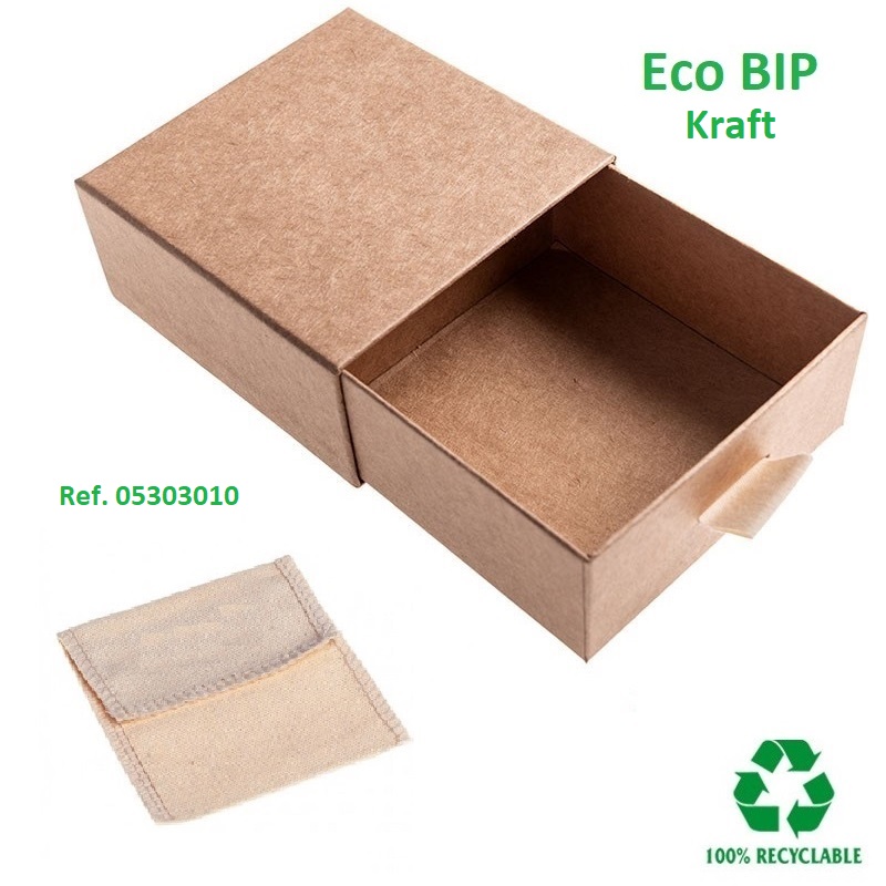 Multipurpose Eco BIP box 90x87x40 mm. (flap bag)